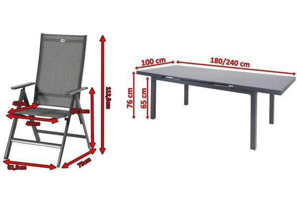 HARTMAN Aruba Esstischgarnitur, Xerix, Alu/Textilene, Tisch 180/240x100cm, 6 Multipositionssessel 5 HARTMAN Aruba Esstischgarnitur, Xerix, Alu/Textilene, Tisch 180/240x100cm, 6 Multipositionssessel – Bild 5