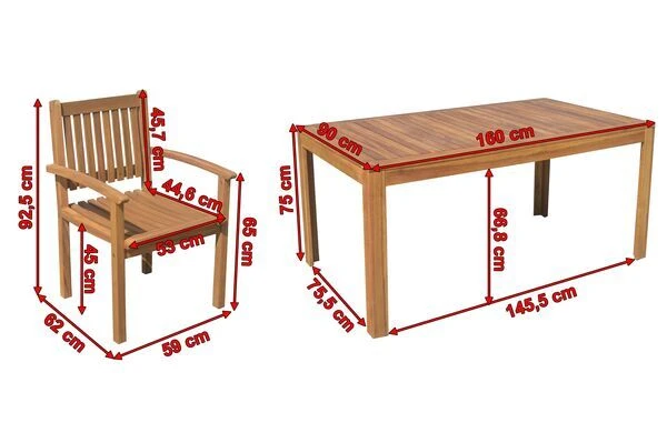 OUTFLEXX Esstischgarnitur, Natur, FSC-Akazienholz, Tisch 160 X 90 Cm, 4 Gartenstühle 5 OUTFLEXX Esstischgarnitur, Natur, FSC-Akazienholz, Tisch 160 X 90 Cm, 4 Gartenstühle – Bild 5