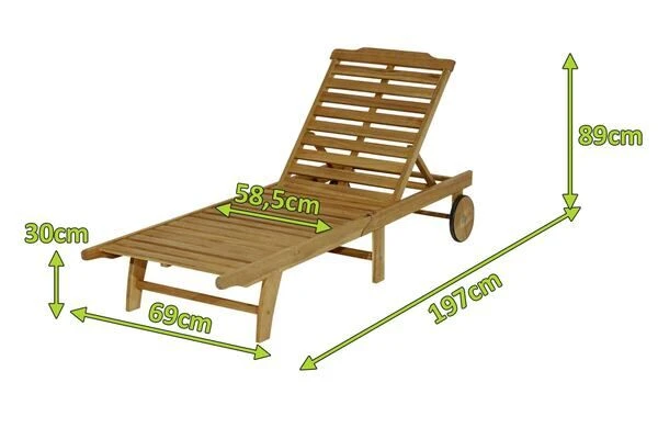 Ploß Rollliege, FSC®-Akazienholz, Geölt, 197 X 69 X 30 Cm, Klappbar, Verstellbar 5 Ploß Rollliege, FSC®-Akazienholz, Geölt, 197 X 69 X 30 Cm, Klappbar, Verstellbar – Bild 5