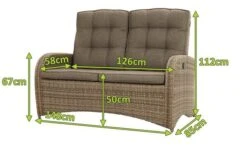 Ploß Rabida Comfort Dining / Lounge 2-Sitzer Sofa, Champagner-meliert, Polyrattan, 148x85x112 Cm, Verstellbar -Beste Gartenmöbel Geschäfte 5 20163.jpg