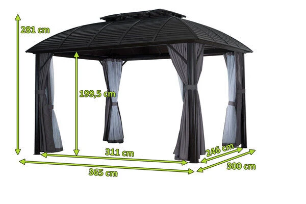 OUTFLEXX Hardtop Pavillon, Braun, Alu, 300x365cm, Inkl. Seitenteile Und Insektennetz 5 OUTFLEXX Hardtop Pavillon, Braun, Alu, 300x365cm, Inkl. Seitenteile Und Insektennetz – Bild 5