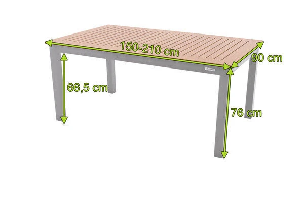DOPPLER Expert Esstisch, Silber/Holzoptik, Aluminium, 150-210x90 Cm, Ausziehbar 5 DOPPLER Expert Esstisch, Silber/Holzoptik, Aluminium, 150-210x90 Cm, Ausziehbar – Bild 5