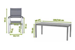 KETTLER Friends Esstischgarnitur, Silber/anthrazit, Alu/Textilene, Tisch 180/240 X 90 Cm, 6 Stapelsessel 15 KETTLER Friends Esstischgarnitur, Silber/anthrazit, Alu/Textilene, Tisch 180/240 X 90 Cm, 6 Stapelsessel -Beste Gartenmöbel Geschäfte 5 21552.jpg