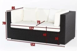 OUTFLEXX 2-Sitzer Sofa, Schwarz, Polyrattan 152x85x70cm, Inkl. Polster Und Wasserfeste Kissenbox 9 OUTFLEXX 2-Sitzer Sofa, Schwarz, Polyrattan 152x85x70cm, Inkl. Polster Und Wasserfeste Kissenbox -Beste Gartenmöbel Geschäfte 5 2392 2 BOX.jpg
