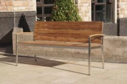 OUTFLEXX Gartenbank, FSC-Teakholz/Edelstahl, 3-Sitzer, 160x55x80cm -Beste Gartenmöbel Geschäfte 6 13536.jpg