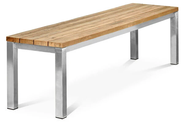 OUTFLEXX Gartenbank, Edelstahl/recyceltes FSC®-Teak, 180x40x45cm, Rustikal Gebürstet 6 OUTFLEXX Gartenbank, Edelstahl/recyceltes FSC®-Teak, 180x40x45cm, Rustikal Gebürstet – Bild 6