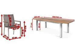 STERN Cardiff Esstischgruppe, Silber/silbergrau, Edelstahl/Teak, Tisch 200/260 X 100 Cm, 6 Stapelsessel -Beste Gartenmöbel Geschäfte 6 19754.jpg