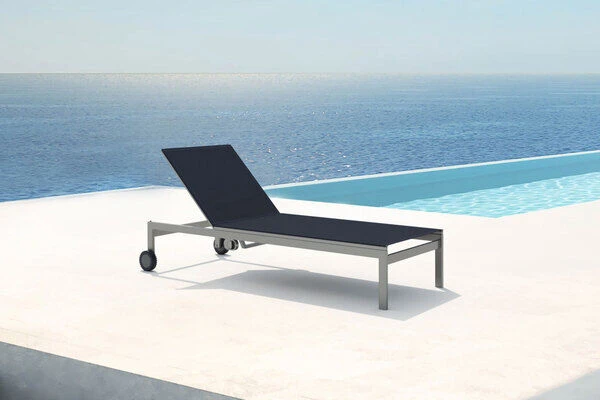 OUTFLEXX Rollliege, Schwarz, Edelstahl/Textilene, Verstellbare Rückenlehne, 212x71x36cm 2 OUTFLEXX Rollliege, Schwarz, Edelstahl/Textilene, Verstellbare Rückenlehne, 212x71x36cm – Bild 2