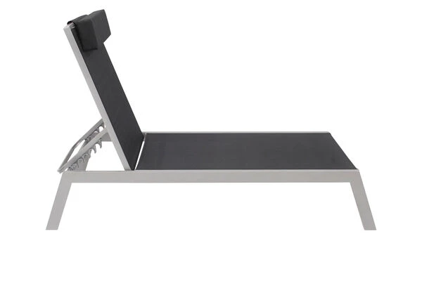 VILLANA 2er-Set Sonnenliegen, Silber/schwarz, Alu/Textil, 198x66x32cm, Mit Beistelltisch 45x45cm 7 VILLANA 2er-Set Sonnenliegen, Silber/schwarz, Alu/Textil, 198x66x32cm, Mit Beistelltisch 45x45cm – Bild 7