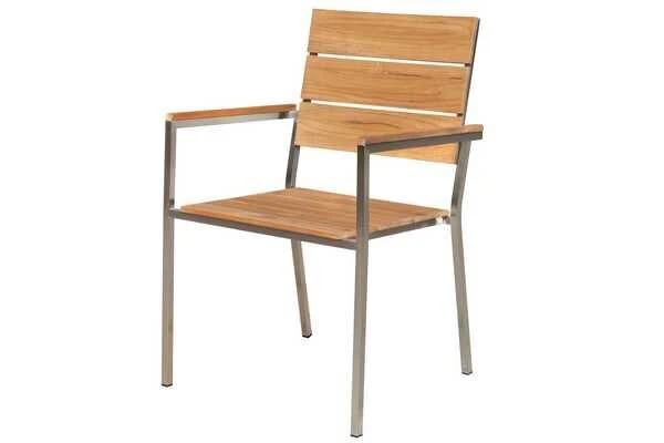 OUTFLEXX Esstischgarnitur, Silber, Edelstahl / FSC-Teakholz, Tisch 90 X 90 Cm, 4 Stapelsessel 7 OUTFLEXX Esstischgarnitur, Silber, Edelstahl / FSC-Teakholz, Tisch 90 X 90 Cm, 4 Stapelsessel – Bild 7