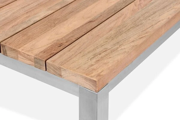 STERN Cardiff Esstischgruppe, Silber/silbergrau, Edelstahl/Teak, Tisch 200 X 100 Cm, 6 Stapelsessel 8 STERN Cardiff Esstischgruppe, Silber/silbergrau, Edelstahl/Teak, Tisch 200 X 100 Cm, 6 Stapelsessel – Bild 8