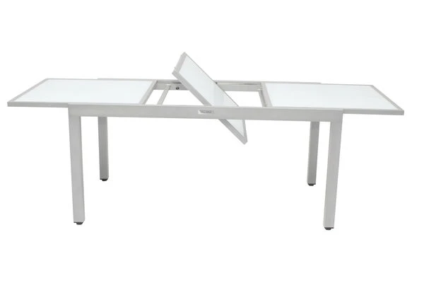 VILLANA Ausziehtisch, Silber/weiß, Alu/Sicherheitsglas, 160/220x90 Cm, Flügelmechanismus 12 VILLANA Ausziehtisch, Silber/weiß, Alu/Sicherheitsglas, 160/220x90 Cm, Flügelmechanismus – Bild 12