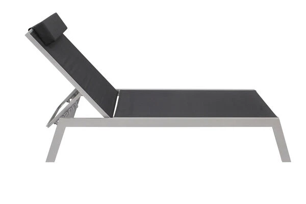 VILLANA 2er-Set Sonnenliegen, Silber/schwarz, Alu/Textil, 198x66x32cm, Mit Beistelltisch 45x45cm 9 VILLANA 2er-Set Sonnenliegen, Silber/schwarz, Alu/Textil, 198x66x32cm, Mit Beistelltisch 45x45cm – Bild 9